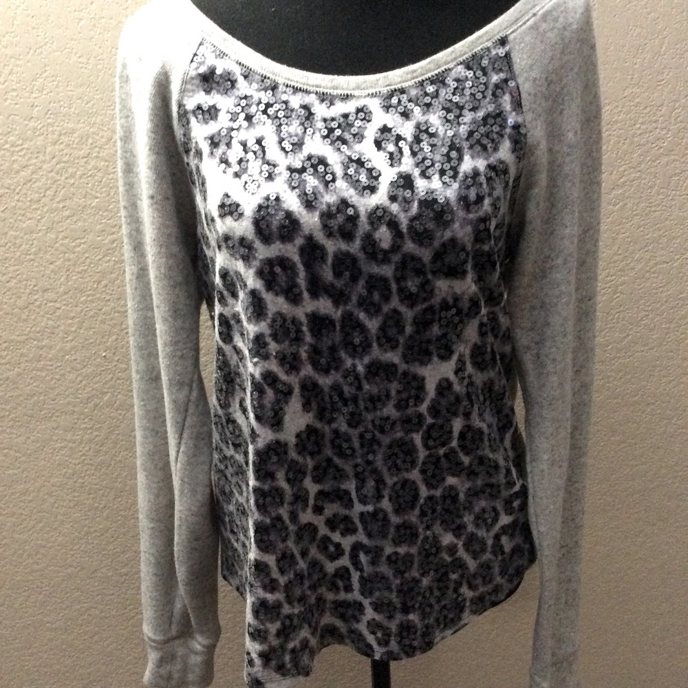 Express Animal print sequin top.